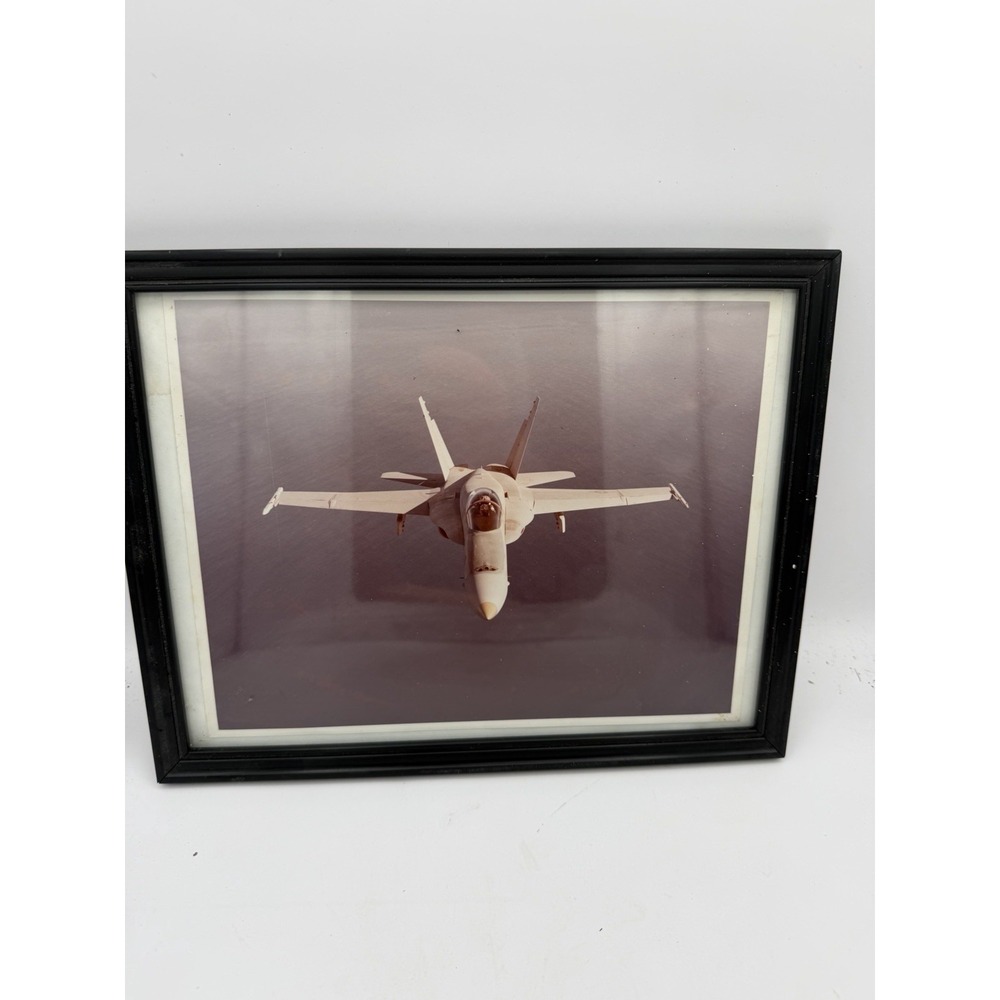 Vintage US Navy‎ F/A-18 Hornet TOPGUN Fighter Jet Framed Photo Art 1983